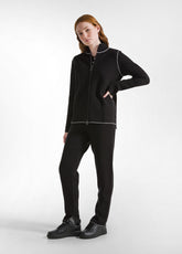 BI-COLOR KNITTED STRAIGHT PANTS - BLACK | DEHA