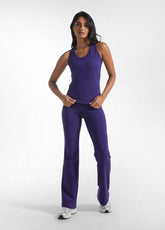 PURPLE STRETCH JERSEY TOP AND WIDE-LEG TROUSERS SET - Active Sets | DEHA