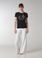 T-SHIRT STRETCH CON STAMPA NERO - Top & T-shirts - Outlet | DEHA