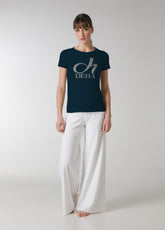 T-SHIRT STRETCH CON STAMPA BLU - Outlet | DEHA