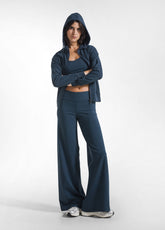 PANTALONI A GAMBA LARGA IN JERSEY STRETCH BLU | DEHA