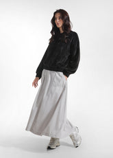 VELVET SKIRT WITH DRAWSTRING WAIST GREY - Dresses, skirts and jumpsuits | DEHA