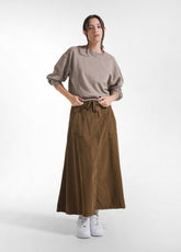 VELVET SKIRT WITH DRAWSTRING WAIST BROWN - Dresses, skirts and jumpsuits | DEHA