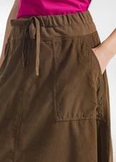 VELVET SKIRT WITH DRAWSTRING WAIST BROWN - Dresses, skirts and jumpsuits | DEHA