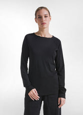 T-SHIRT A MANICA LUNGA IN JERSEY MODAL FIAMMATO NERO | DEHA