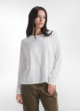 T-SHIRT A MANICA LUNGA IN JERSEY MODAL FIAMMATO BIANCO | DEHA
