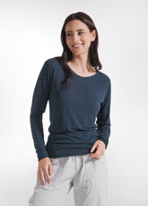 T-SHIRT A MANICA LUNGA IN MISTO CASHMERE BLU | DEHA