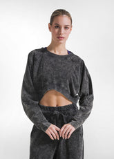 FELPA CORTA IN JERSEY DI COTONE STAMPATO NERO | DEHA