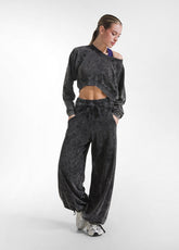 MAGNUM BLACK COTTON JERSEY SHORT SWEATSHIRT AND TROUSERS - Active Sets | DEHA