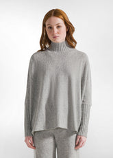 PULLOVER COLLO ALTO MISTO LANA GRIGIO - fronte | DEHA