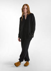 WOOLY BLEND KNITTED JOGGER PANTS - BLACK | DEHA