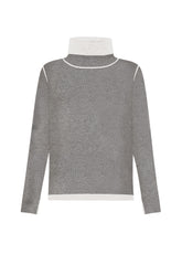 BI-COLOR HIGH NECK PULLOVER - GREY | DEHA