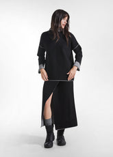 BLACK TWO-TONE WRAP SKIRT - Dresses, skirts and jumpsuits | DEHA