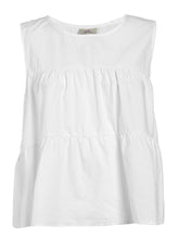 POPLIN PEPLUM TOP - WHITE - T-shirts - Outlet | DEHA