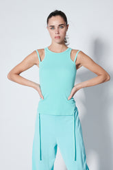 CANOTTA HALTER IN COSTINA BLU - Top & T-shirts - Outlet | DEHA