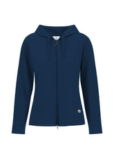 FELPA CON ZIP E CAPPUCCIO IN COTONE STRETCH BLU | DEHA