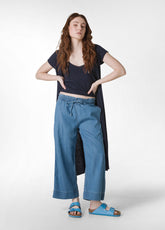 DENIM LYOCELL CROP PANTS - BLUE - Mommy Friendly Fashion | DEHA