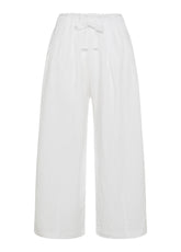 LINEN LYOCELL SLOUCHY CROP PANTS - WHITE - WHITE | DEHA