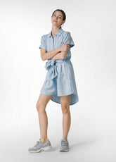 LINEN LYOCELL SHORTS WITH DRAWSTRING - BLUE - Linen Clothing for Women | DEHA