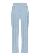 PINSTRIPED LINEN STRAIGHT PANTS - BLUE - Pants | DEHA