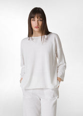 KNITTED LINEN LOOSE SWEATER - WHITE - Mommy Friendly Fashion | DEHA