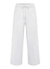 KNITTED LINEN CROP PANTS - WHITE - Leisurewear | DEHA