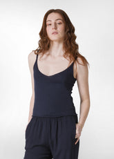 KNITTED LINEN SINGLET - BLUE - Denim Passion: Trousers, Skirts and Shorts | DEHA
