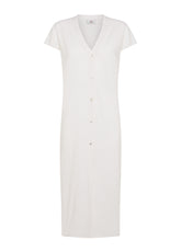 KNITTED LINEN LONG CARDIGAN - WHITE - Linen Clothing for Women | DEHA
