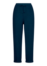 LINEN STRAIGHT PANTS - BLUE - Pants | DEHA
