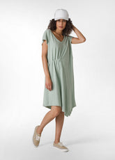 OLD DYE ASYMMETRICAL DRESS - GREEN - Mommy Friendly Fashion | DEHA