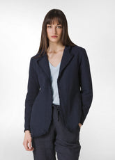 FRINGED TWEED BLAZER - BLUE - Jackets & Vests | DEHA