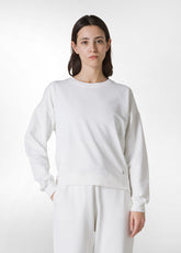 BLACK TRIM CREW SWEATSHIRT - WHITE - Activewear | DEHA