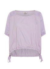 SATIN COMBINED BALLOON FIT BLOUSE - PURPLE - Mommy Friendly Fashion | DEHA