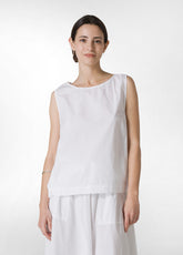 SATIN COMBINED SLEEVELESS TOP - WHITE - Shirts & Blouses | DEHA