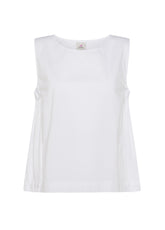 SATIN COMBINED SLEEVELESS TOP - WHITE - Shirts & Blouses | DEHA