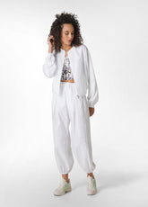 SATIN COMBINED SLOUCHY PANTS - WHITE - Mommy Friendly Fashion | DEHA