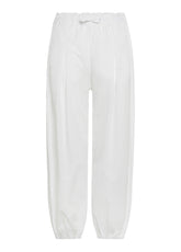 SATIN COMBINED SLOUCHY PANTS - WHITE - Mommy Friendly Fashion | DEHA