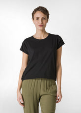 LAYERED SILK BLENDED T-SHIRT - BLACK - Glam occasions | DEHA