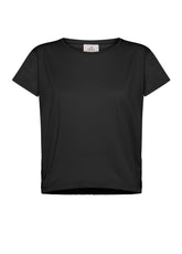 LAYERED SILK BLENDED T-SHIRT - BLACK - Shirts & Blouses | DEHA