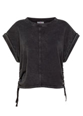 MARBLED SHORT SLEEVES SWEATSHIRT - BLACK - Sweaters | DEHA