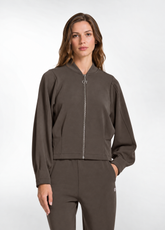 SOFT-TOUCH MODAL FULL-ZIP BOMBER JACKET - BROWN - COCOA BROWN | DEHA
