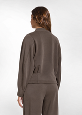 SOFT-TOUCH MODAL FULL-ZIP BOMBER JACKET - BROWN - COCOA BROWN | DEHA