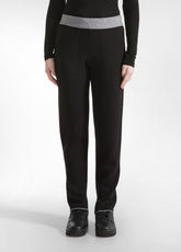 BI-COLOR KNITTED STRAIGHT PANTS - BLACK - BLACK | DEHA