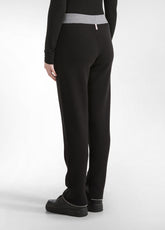 BI-COLOR KNITTED STRAIGHT PANTS - BLACK - BLACK | DEHA