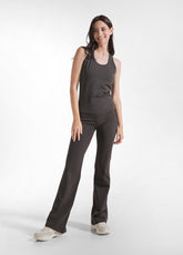 BROWN STRETCH JERSEY PALAZZO TOP AND TROUSERS - Active Sets | DEHA