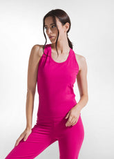 FUCHSIA STRETCH JERSEY TOP AND WIDE-LEG TROUSERS SET - | DEHA