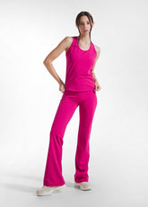 FUCHSIA STRETCH JERSEY TOP AND WIDE-LEG TROUSERS SET - Active Sets | DEHA