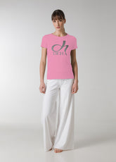 T-SHIRT STRETCH CON STAMPA ROSA - Outlet | DEHA