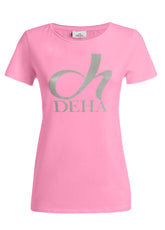 T-SHIRT STRETCH CON STAMPA ROSA - Outlet | DEHA