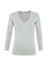 V-NECK STRETCH T-SHIRT - GREY - MADE IN ITALY | DEHA